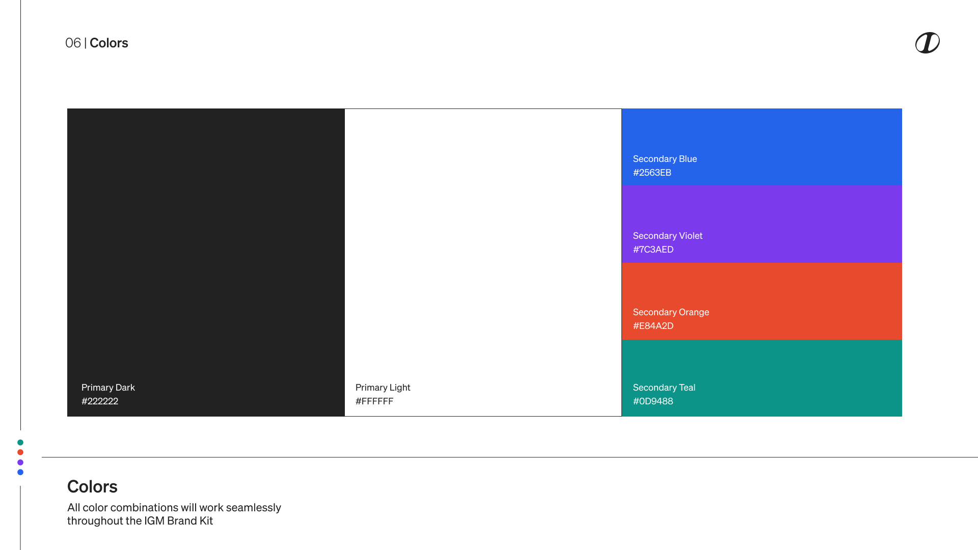 Icon Global Media brand guide page 06  -  Colors