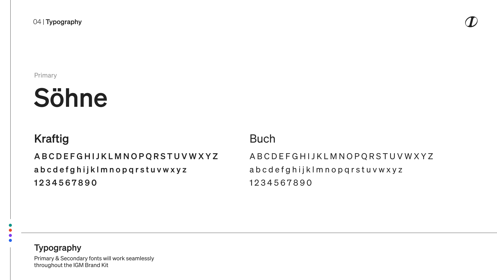 Icon Global Media brand guide page 04  -  Typography